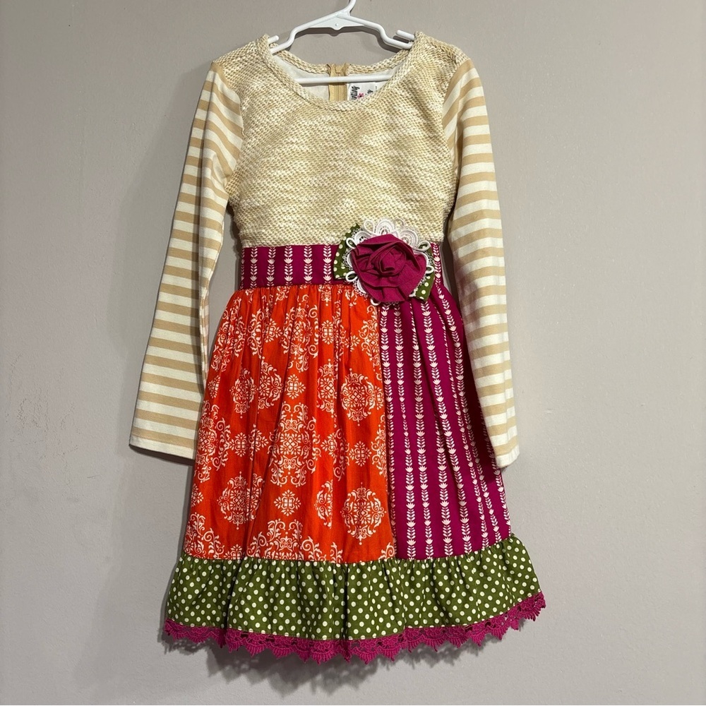 Charming Striped and Floral Kids Dress‎